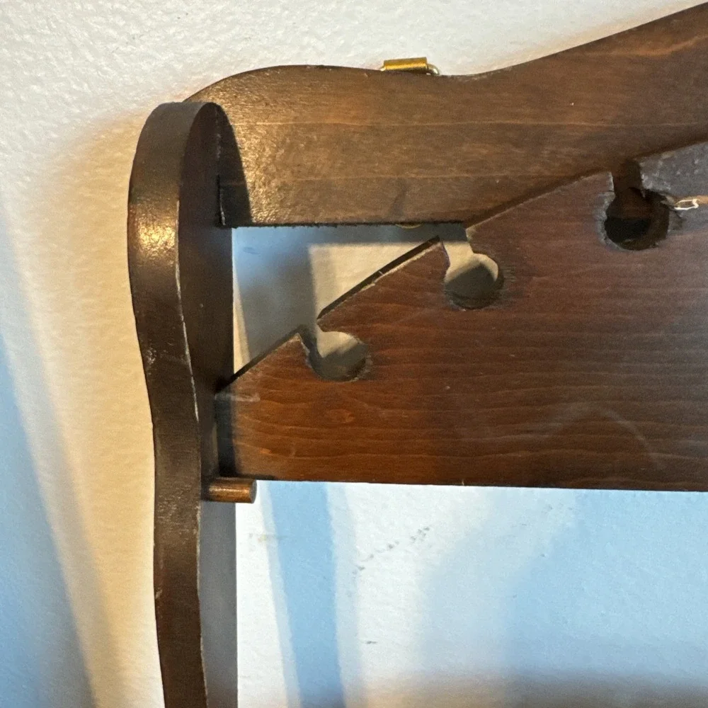 Vintage Wooden Spoon Rack 18 Slots Wall‑Mounted Display Holder, Collapsible